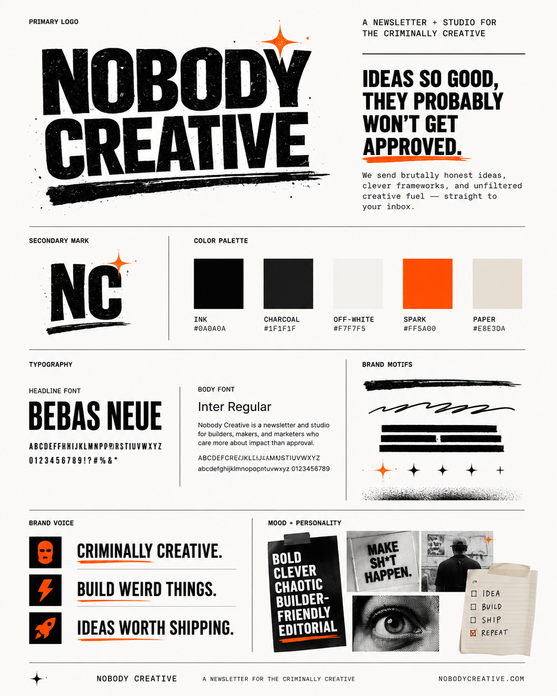 Nobody Creative brand identity board